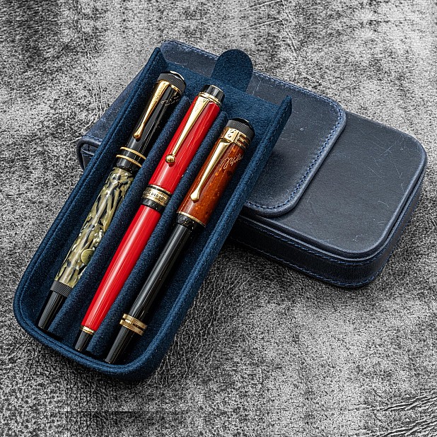 Galen Leather Magnum Opus 3 Slots Crazy Horse Navy Hard Pennenmap