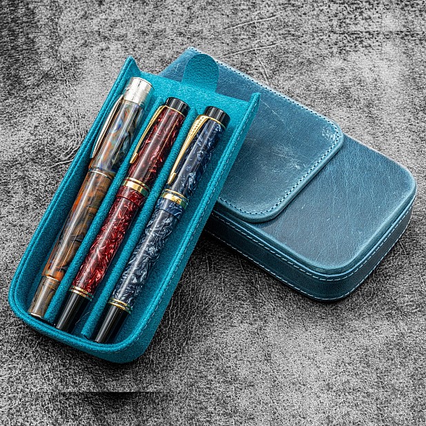 Galen Leather Magnum Opus 3 Slots Crazy Horse Ocean Blue Hard Pennenmap