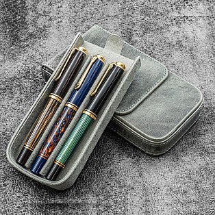 Galen Leather Magnum Opus 3 Slots Crazy Horse Smoky Hard Pen Case
