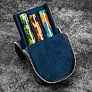 Galen Leather Magnum Opus Zippered 3 Slots Crazy Horse Navy Hard Pen Case