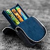 Galen Leather Magnum Opus Zippered 3 Slots Crazy Horse Navy Hard Pen Case