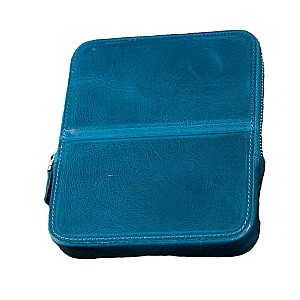 Galen Leather Magnum Opus 6 Slots Crazy Horse Ocean Blue Hard Pen Case