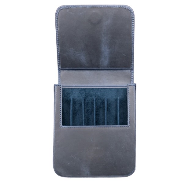Galen Leather Magnum Opus 6 Slots Crazy Horse Navy Hard Pen Case