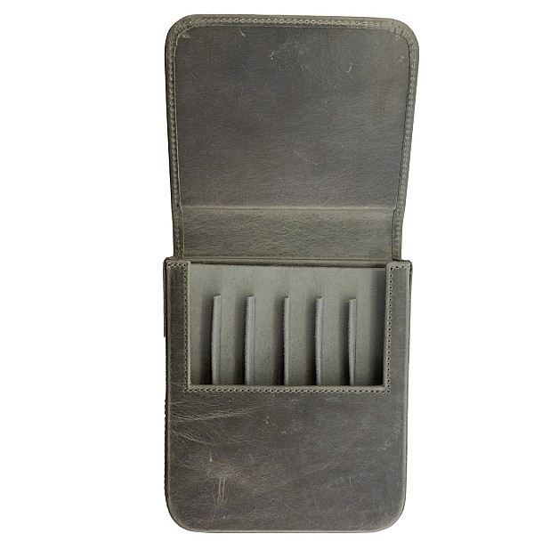 Galen Leather Magnum Opus 6 Slots Crazy Horse Smoky Hard Pen Case
