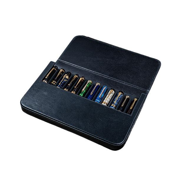 Galen Leather Magnum Opus 12 Slots Black Hard Pen Case