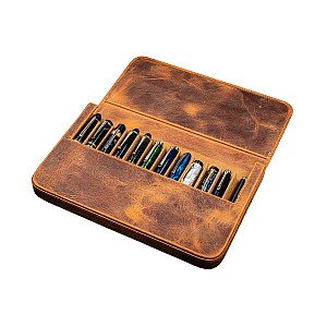 Galen Leather Magnum Opus 12 Slots Crazy Horse Brown Hard Pen Case