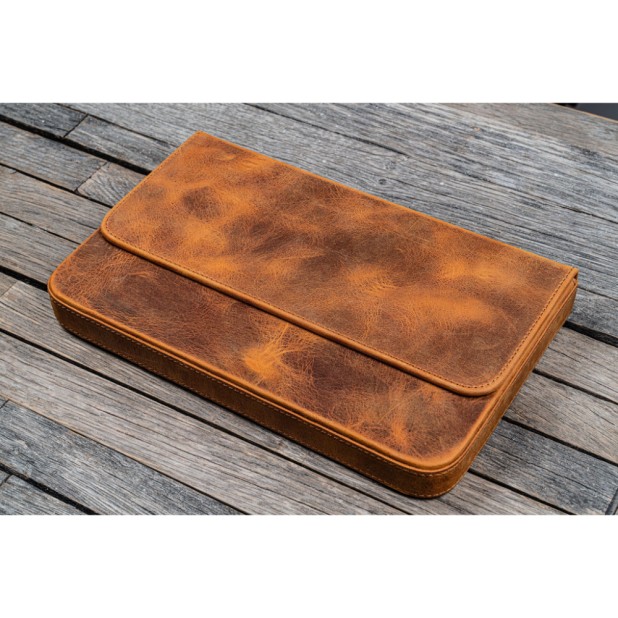 Galen Leather Magnum Opus 12 Slots Crazy Horse Brown Hard Pen Case
