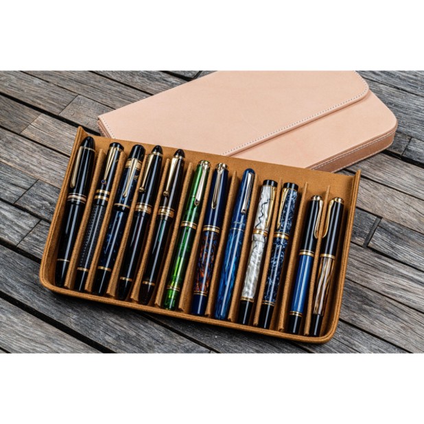 Galen Leather Magnum Opus 12 Slots Undyed Leather Hard Pen Case