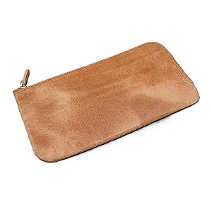 Galen Leather Slip-N-Zip 4 Slots Zippered Crazy Horse Honey Ochre Penetui