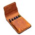 Galen Leather Crazy Horse Brown Flap Pen Pouch (Fivefold)