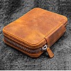 Galen Leather Crazy Horse Brown Zippered Expansi Pen Pouch (Tenfold)
