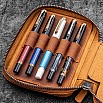 Galen Leather Crazy Horse Brown Zippered Expansi Pen Pouch (Tenfold)