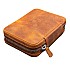 Galen Leather Crazy Horse Brown Zippered Expansi Pen Pouch (Tenfold)