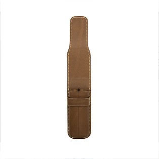 Galen Leather Brown Flap Pen Pouch (Double)