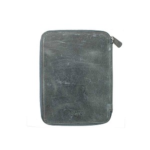 Galen Leather Crazy Horse Smoky Zippered Pen Pouch (Tenfold)
