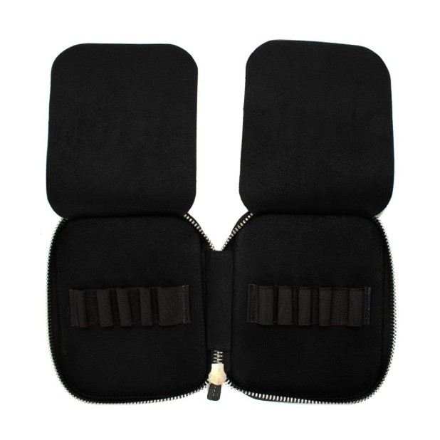 Galen Leather Black Zippered Pen Pouch (Tenfold)