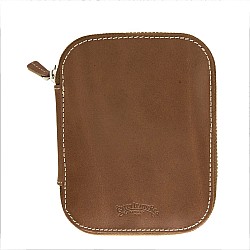 Galen Leather Brown Zippered Pen Pouch (Tenfold)