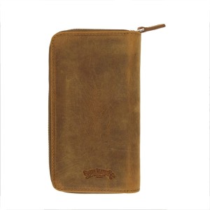 Galen Leather Crazy Horse Brown Zippered Pen Pouch (Triple) Galen Leather Crazy Horse Brown Zippered Pen Pouch (Triple)