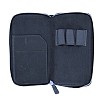 Galen Leather Crazy Horse Navy Blue Zippered Pen Pouch (Triple)