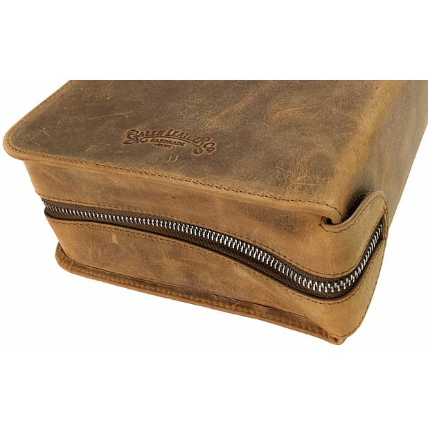 Galen Leather Crazy Horse Brown Zippered Pen Pouch (Fortyfold)