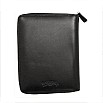 Galen Leather Black Zippered Pen Pouch (Fivefold)