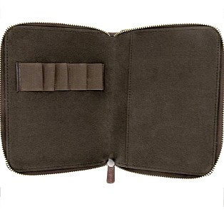 Galen Leather Chocolate Brown Zippered Pen Pouch (Fivefold) Galen Leather Chocolate Brown Zippered Pen Pouch (Fivefold)