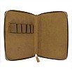 Galen Leather Crazy Horse Brown Zippered Pen Pouch (Fivefold)