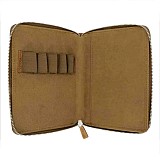 Galen Leather Crazy Horse Brown Zippered Pen Pouch (Fivefold)