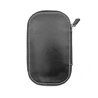 Galen Leather Black Zippered Pen Pouch (Sixfold)