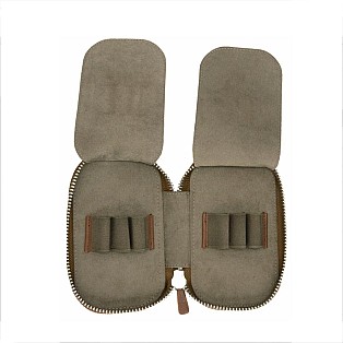 Galen Leather Brown Zippered Pen Pouch (Sixfold)