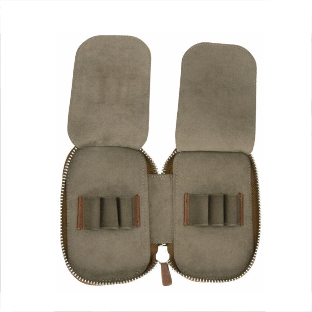 Galen Leather Brown Zippered Pen Pouch (Sixfold)