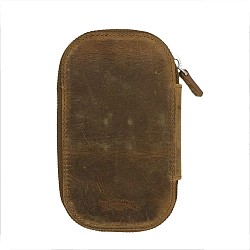 Galen Leather Crazy Horse Brown Zippered Pen Pouch (Sixfold)