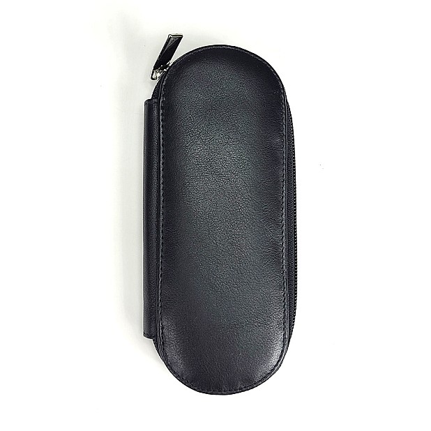 Girologio Black Zippered Leather Pen Case (Double)