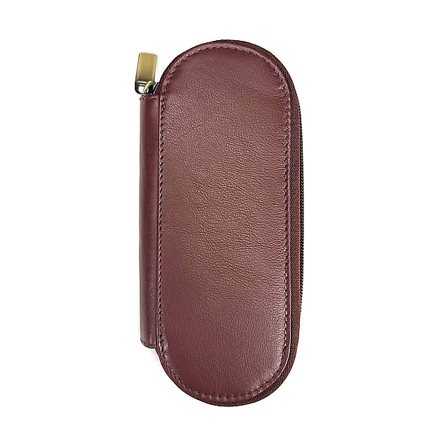 Girologio Antique Brown Zippered Leather Pen Case (Double)