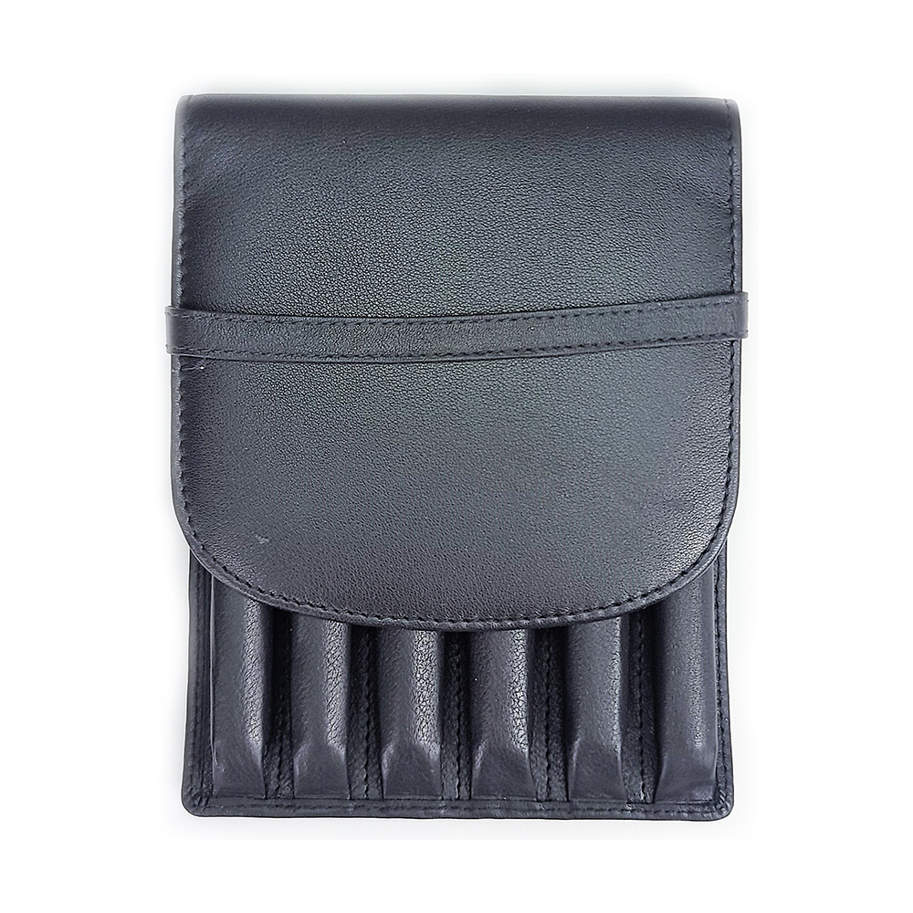 Girologio Black Leather Pen Case (6 pens) - Penetui 6-delig 