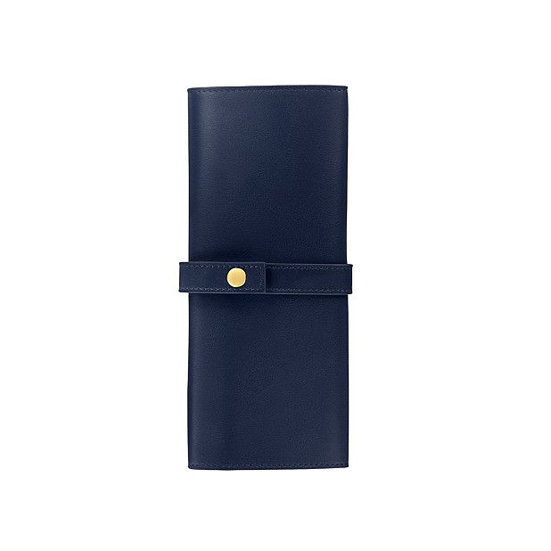 Jacques Herbin Large Leather Navy Blue Pen Pouch (Fourfold)