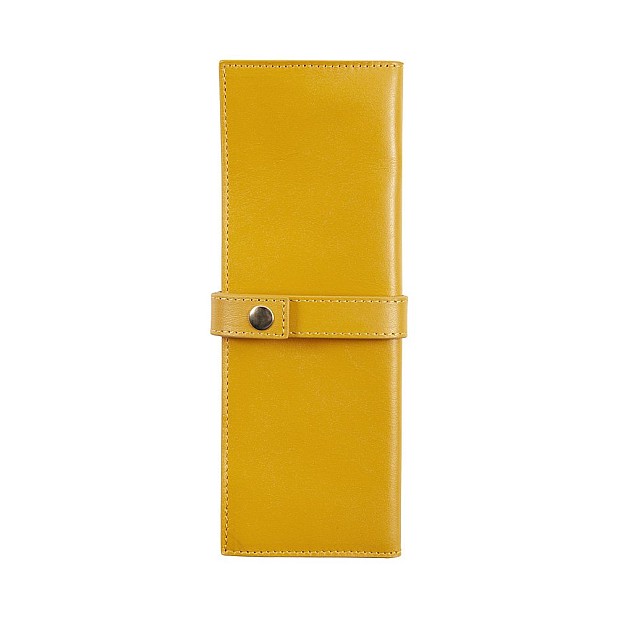 Jacques Herbin Small Leather Amber Pen Pouch (Double)