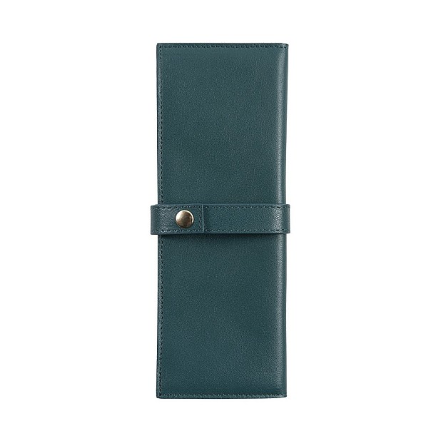 Jacques Herbin Small Leather Emerald Green Pen Pouch (Double)