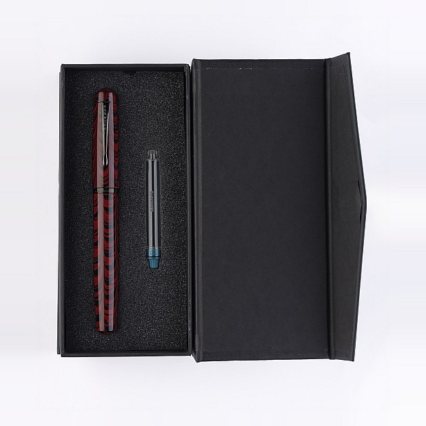 Kanwrite Legacy Swirl Red Black  Ebonite BT Fountain Pen