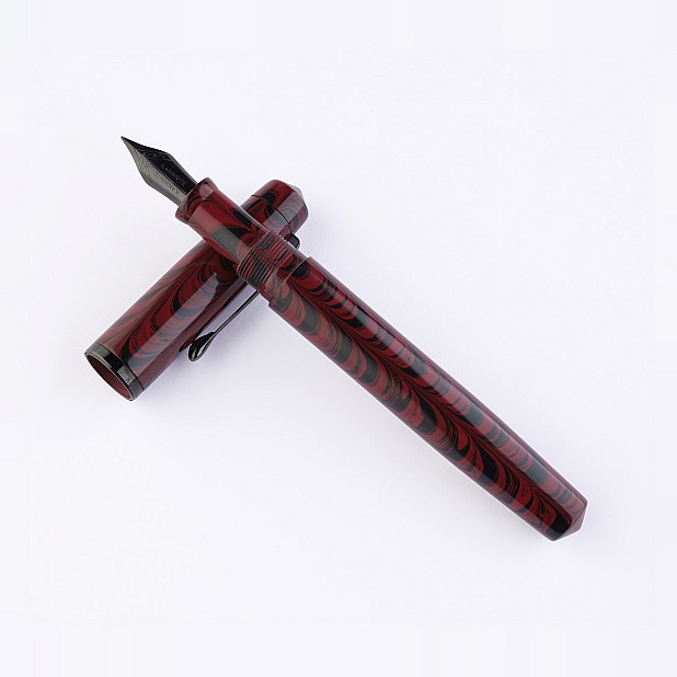 Kanwrite Legacy Swirl Red Black  Ebonite BT Fountain Pen