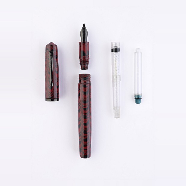 Kanwrite Legacy Swirl Red Black  Ebonite BT Fountain Pen