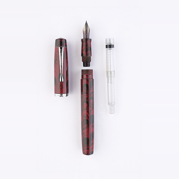 Pióro wieczne Kanwrite Legacy Swirl, czerwono-czarne, z ebonitu, model CT