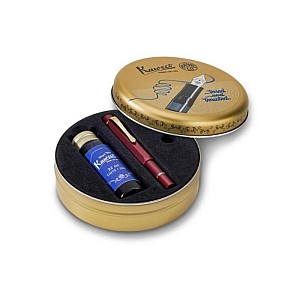 Kaweco AL Sport Bordeaux Red Piston Stylo Plume + Ink Bottle Set