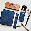 Kyoku Haku Seigaiha Dark Blue Cotton Zippered Pen Pouch (Tenfold)