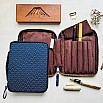 Kyoku Haku Seigaiha Dark Blue Cotton Zippered Pen Pouch (Tenfold)