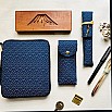 Kyoku Haku Seigaiha Dark Blue Cotton Zippered Pen Pouch (Tenfold)