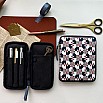 Kyoku Haku Archeology Blue Zippered Pen Pouch (Triple)