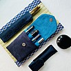 Kyoku Haku Classic Dark Blue Pen Pouch (Fourfold)