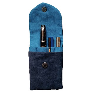 Kyoku Haku Classic Dark Blue Pen Pouch (Fourfold)