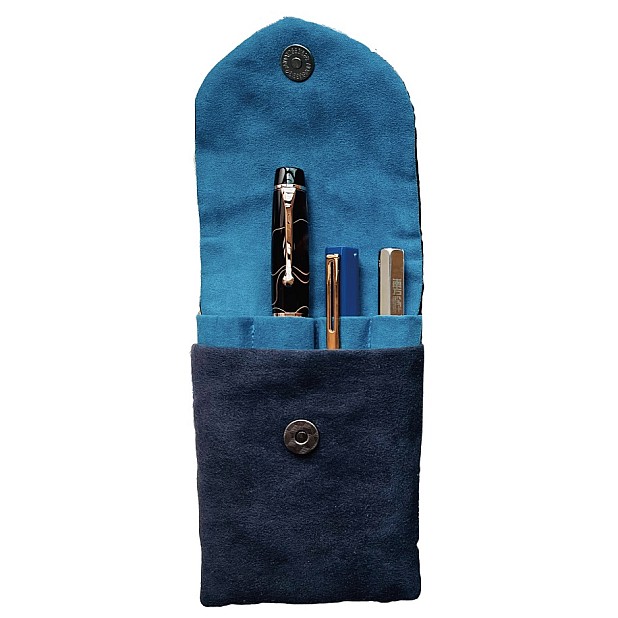 Kyoku Haku Classic Dark Blue Pen Pouch (Fourfold)